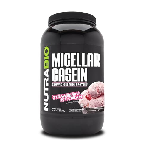 NutraBio Casein Protein Powder, Micellar Casien Powder, 25g Slow Digesting Protein, Helps Keep You Full, Overnight Muscle Recovery & Growth, BCAA & E