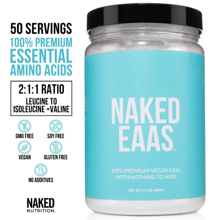 NAKED EAAs Amino Acids Powder - 50 Servings - Vegan Unflavored Essential Amino Acids 500 Grams - Instantized All Natural EAAs Powder Supplement