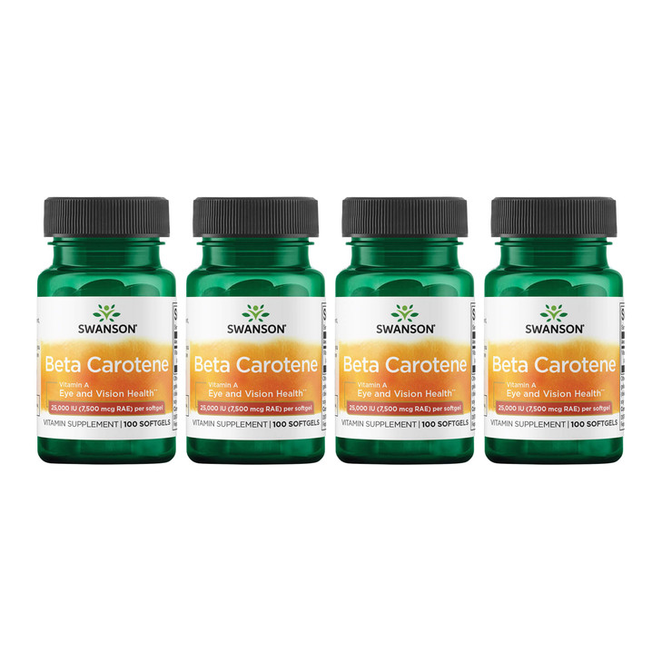 Swanson Beta-Carotene (Vitamin A) 25000 Iu (7500 mcg) 100 Sgels (4 Pack)
