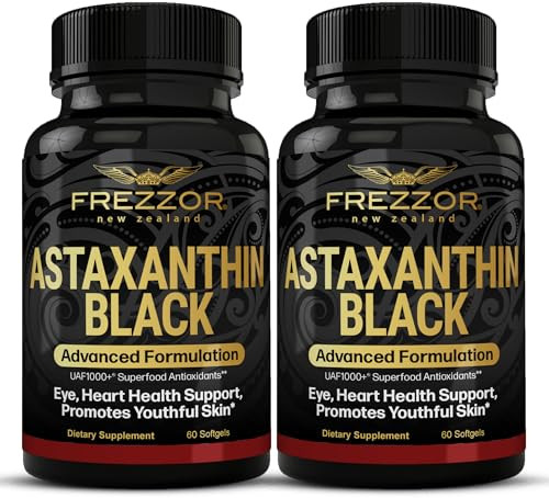 FREZZOR Astaxanthin Black with UAF1000+ Super Antioxidant, 12mg Astaxanthin per Serve, 120 Softgels, 2 Month Supply