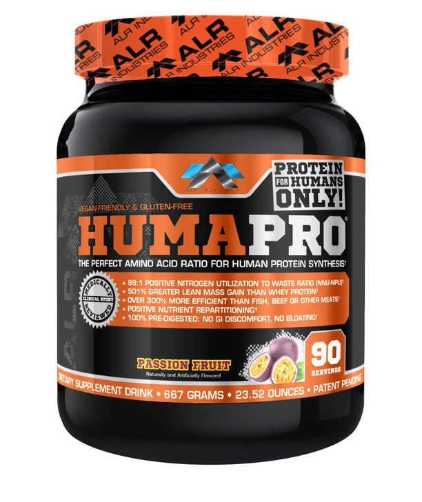 ALR Industries Humapro | Amino Acids Protein Matrix for Humans | 99% Utilization for Lean Muscle | Vegan, Gluten Free | 667g / 90 Servings (Passion F
