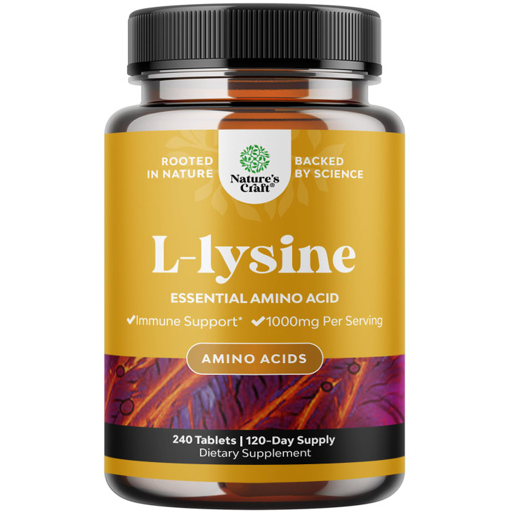 Natures Craft L Lysine 1000mg per Serving Nutritional Supplements - L-lysine Essential Amino Acids for Eye Health Lip Care Bone Support Immune System