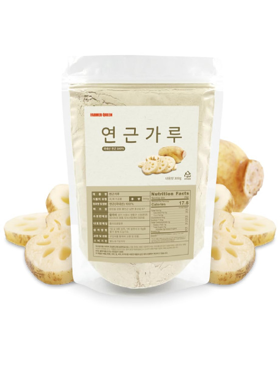 FARMER QUEEN Korean Lotus Root Powder Contains Amino Acid Vitamin B, C Arginine Mucin for Baking & Drinks 300g