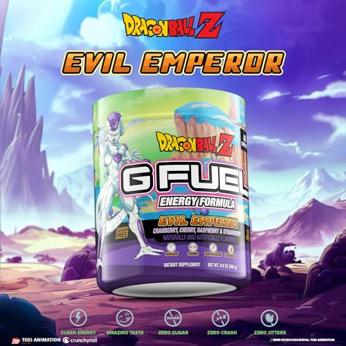 G Fuel Dragon Ball Z Energy Drink Powder, Pre Workout Caffeine Mix for Gaming, Sugar Free Focus Amino, Vitamin + Antioxidants, 9.9oz (Berry Medley, 4