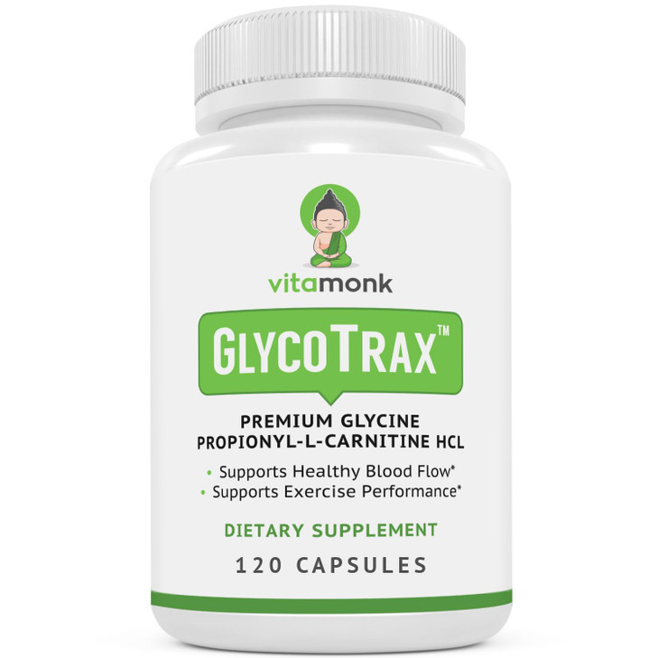 VitaMonk GlycoTrax GPLC Extra Large Bottle - 120 Capsules of High-Absorption Glycine Propionyl-L-Carnitine with No Artificial Fillers - Glycine Prop