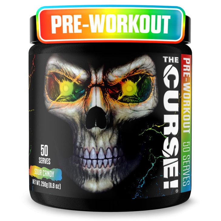 JNX SPORTS The Curse! Pre Workout Powder for Men & Women, Caffeine, Beta-Alanine, Creatine, L-Citrulline, 50 Servings, Sour Candy Flavor  Boost Ener