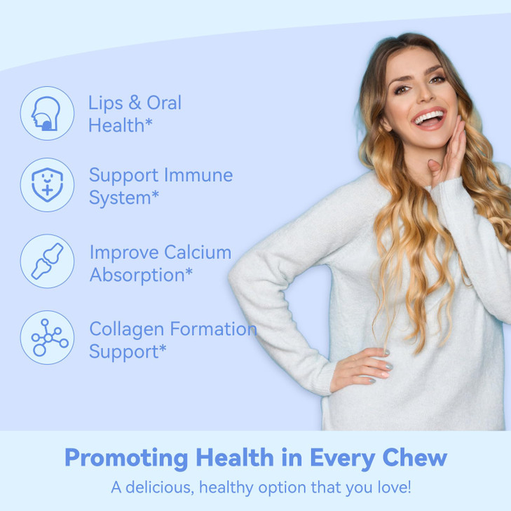 SmildeHeal L-Lysine 1000mg Gummies, Chewable Lysine Supplement for Adults, Immune Support, Collagen Formation Support, Vegan, Gluten Free - 60 Counts