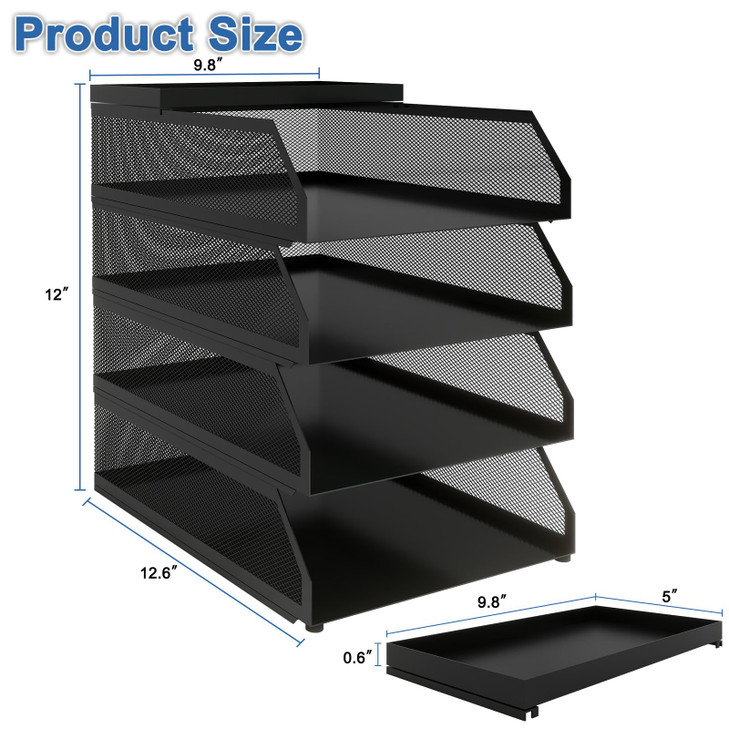 Natwind 4-Tier Paper Organizers,Desk Organizer,Stackable Paper Tray, Desk Accessories,Metal Mesh Desktop Organizer,Letter Trays,File Document Storage