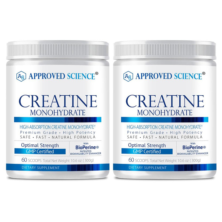 Approved Science Creatine Monohydrate Powder  with BioPerine  Supports Strength, Lean Muscle & Recovery  5g Per Serving  Unflavored Creatine Powd
