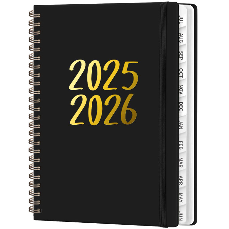 Planner 2025-2026, July 2025 - June 2026 Daily Weekly and Monthly Calendar Planner Book with Tabs, Notes Pages, Inner Pocket, Spiral Schedule Agenda