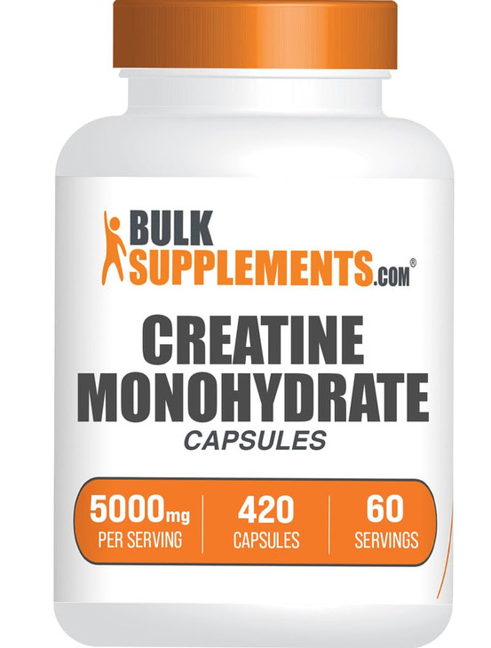 BulkSupplements.com Creatine Monohydrate Capsules - Micronized Creatine Pills - Gluten Free, 7 Capsules per Serving (5000mg), 420 Count (Pack of 1)