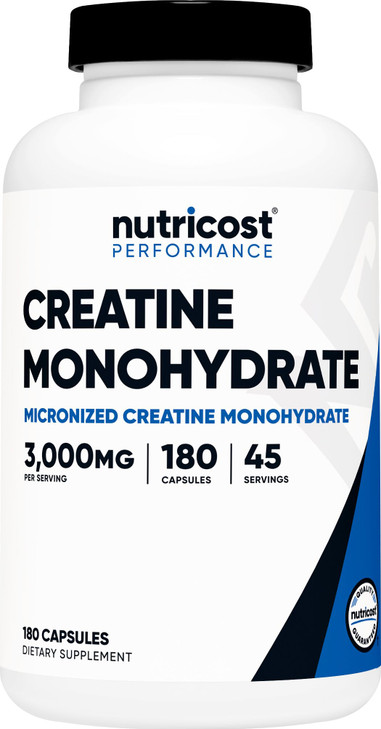 Nutricost Creatine Monohydrate 3,000mg, 180 Capsules (750mg Per Capsule) - Gluten Free, Non-GMO