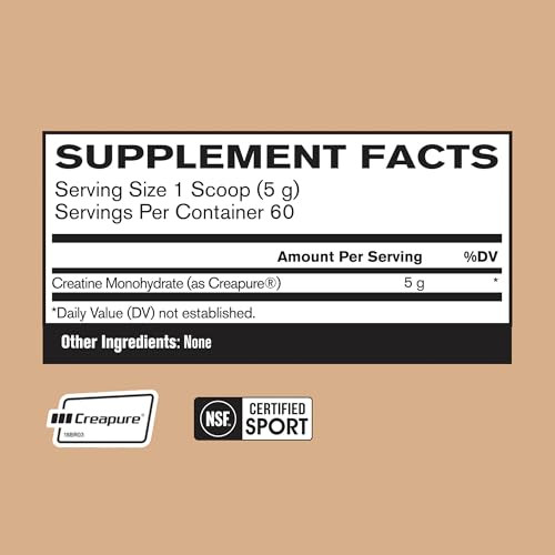 BARE PERFORMANCE NUTRITION, BPN Pure Creatine Monohydrate Powder by Creapure, 5g of Creatine per Serving, Supports Muscle Growth, Unflavored Creatine