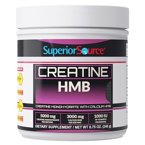 Superior Source Creatine HMB - Creatine Monohydrate for Muscle, Recovery & Exercise Support - Dye-Free - Unflavored, 8.75 oz
