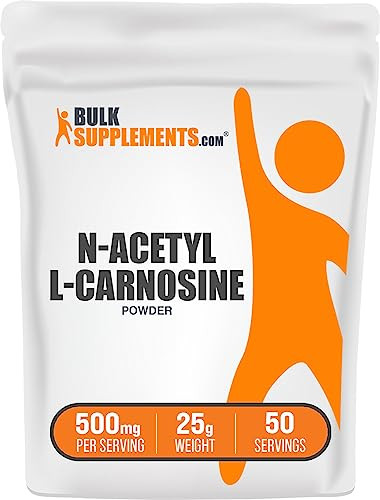 BulkSupplements.com N-Acetyl L-Carnosine Powder - Carnosine Supplement, N-Acetyl Carnosine 500mg - Gluten Free, 500mg per Serving, 25g (0.88 oz) (Pac