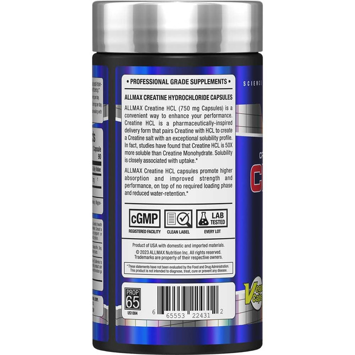 ALLMAX Essentials Creatine HCL, 750 mg, 90 Capsules