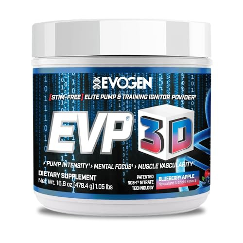 Evogen EVP 3D - Stim Free Pre Workout Powder for Men & Women | Sugar Free Non Stim Preworkout with Beta Alanine and Creatine for Energy & Pump | Blue