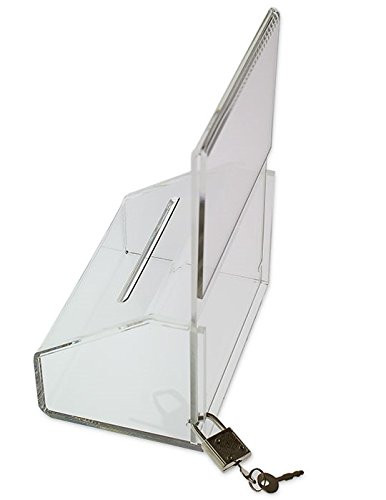 SOURCE ONE Acrylic Heavy Duty Donation/Ballot Box with Lock and Sign Holder