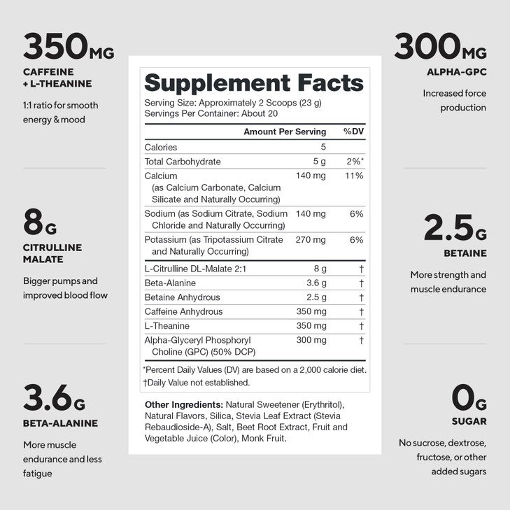 LEGION Pulse Pre Workout - All Natural Nitric Oxide Preworkout Drink to Boost Energy, Creatine Free, Naturally Sweetened, Beta Alanine, Citrulline, A