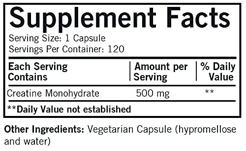 Kirkman Creatine 500 mg - Hypoallergenic | 120 Vegetarian Capsules | Amino Acid