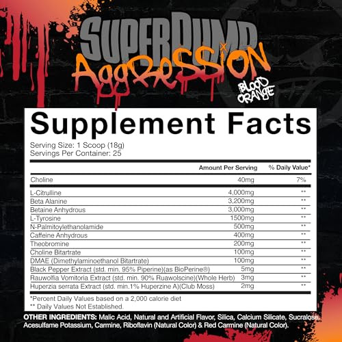 Gaspari Nutrition SuperPump Aggression Pre-Workout: Energy, Focus, Endurance and Recovery, with Creatine and Caffeine (25 Servings, Blood Orange)
