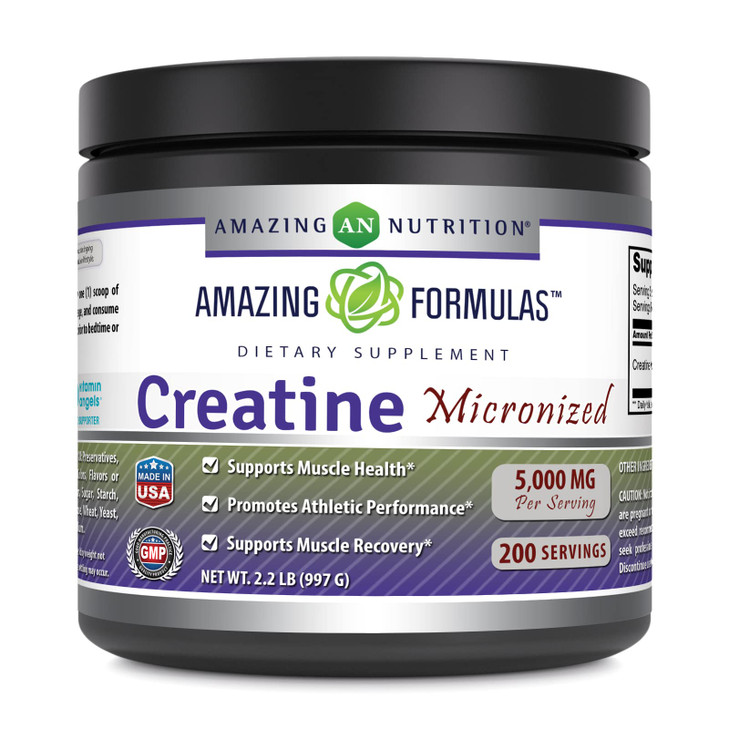 Amazing Formulas Micronized Creatine Monohydrate Powder Supplement | 5000 mg Per Serving | Ideal Pre & Post Workout Supplement | Made in USA (2.2 Lb,