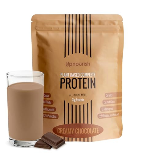 UpNourish Chocolate Vegan Protein Powder 54 Superfoods Powder,1.5 Billion CFU Probiotics 21g Plant Based Protein,No Sugar No Dairy No GMO Dairy Free,