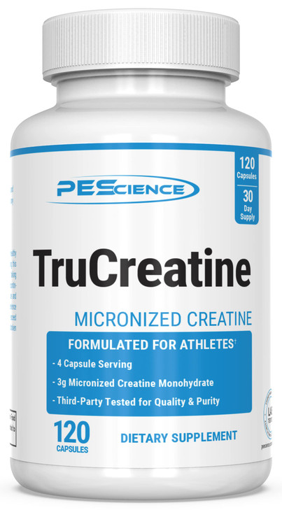 PEScience TruCreatine Creatine Pills, Easy-to-Take Creapure Creatine Capsules, Monohydrate, for Men & Women, Supports Muscle Growth, Strength & Recov