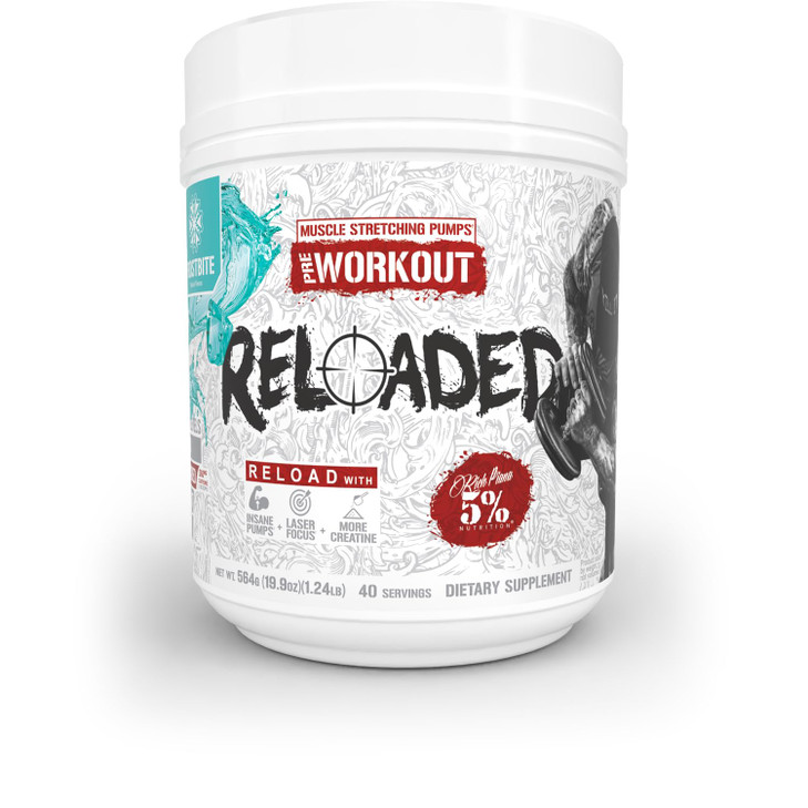 5% Nutrition Rich Piana Reloaded High Stim Pre-Workout | Ultra Energy, Focus, Pumps, Power & Endurance | Citrulline, GlycerSize, Nitrosigine, Creatin
