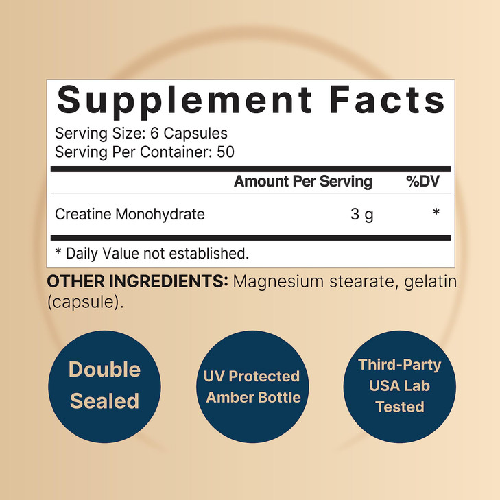 Creatine Monohydrate Capsules 3,000mg Per Serving, 300 Count | Micronized, Unflavored Creatine Pills | Pre-Workout & Muscle Strength Support | Easy t