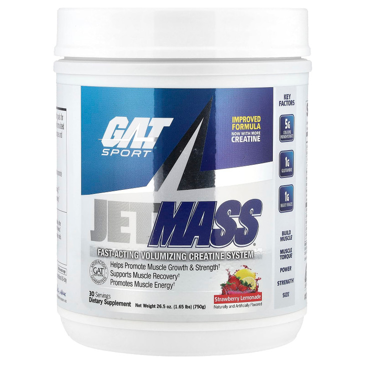 GAT SPORT JetMass Fact-Acting Volumizing Creatine System, 30 Servings (Strawberry Lemonade)