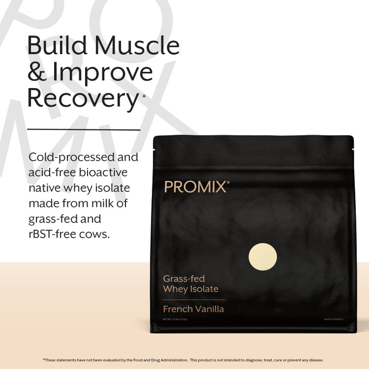 ProMix Nutrition Whey Protein Isolate Powder, Vanilla - Grass-Fed - ­Post Workout Fitness & Nutrition Shakes, Smoothies, Baking & Cooking Recipes - G
