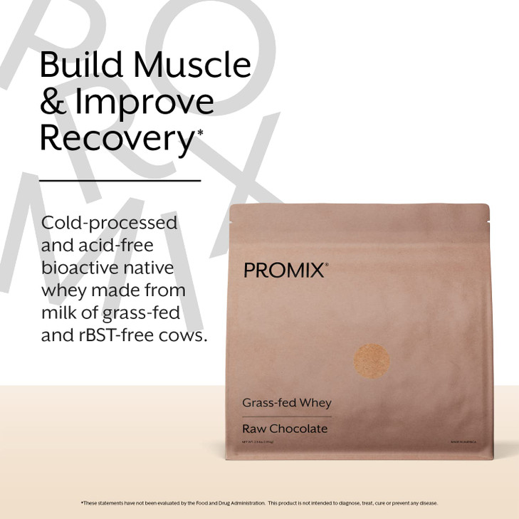 ProMix Nutrition Whey Protein Powder, Chocolate - Grass-Fed - ­Post Workout Fitness & Nutrition Shakes, Smoothies, Baking & Cooking Recipes - Gluten-