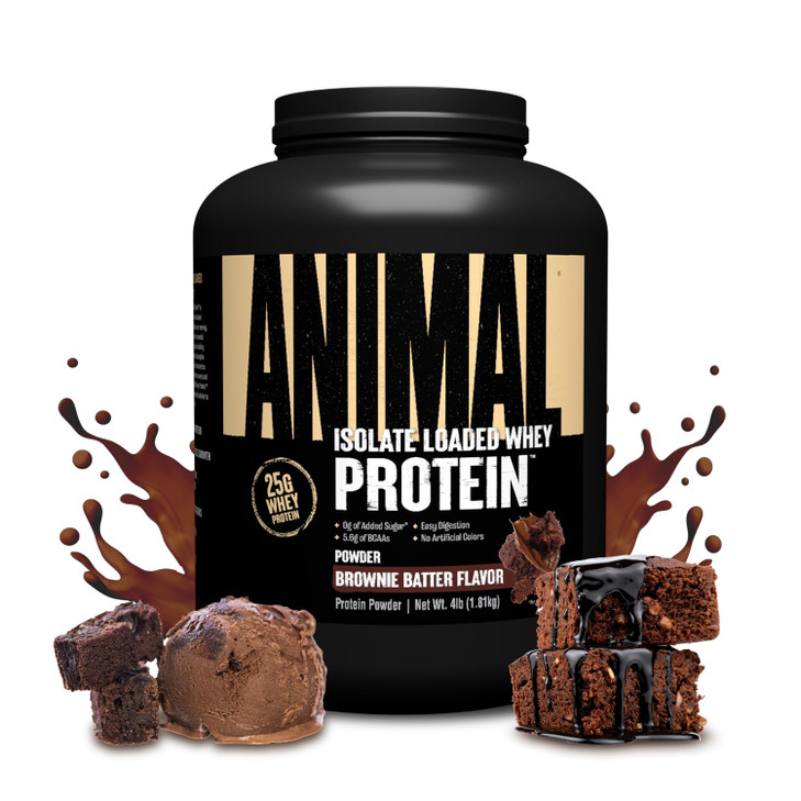 Animal Whey Isolate Protein Powder - Loaded for Pre & Post Workout Muscle Builder and Recovery with Digestive Enzymes for Men & Women - 25g Protein,