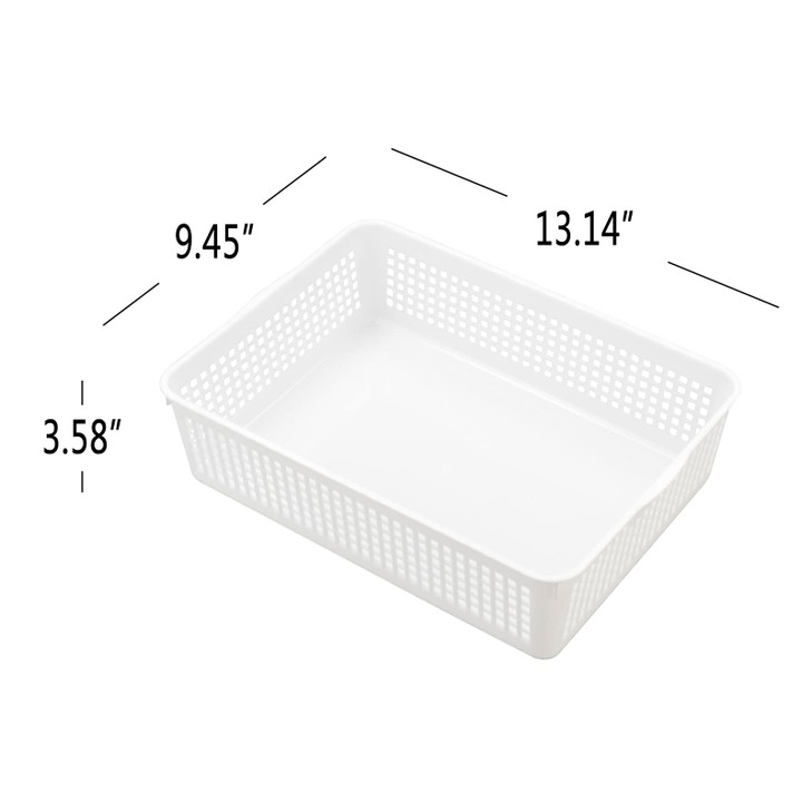 AnnkkyUS 6-pack Storage Basket Trays, Plastic Office Tray, White