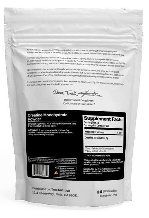 True Nutrition - Creatine Monohydrate Powder - Micronized Creatine Powder - Promotes Lean Muscle Growth, Muscular Strength, and Workout Intensity - P