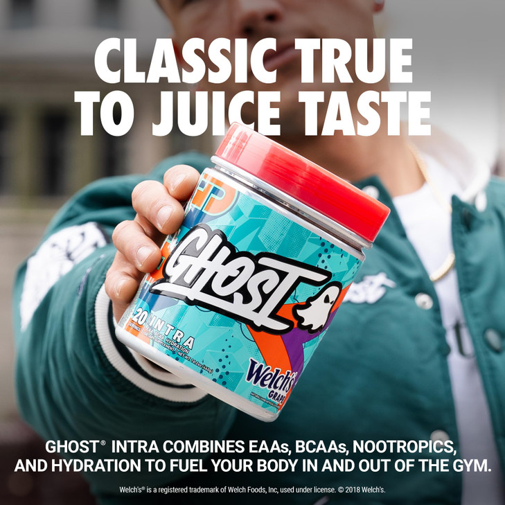 GHOST Intra Workout Powder, Welch's Grape - BCAAs &, EAAs, Nootropics & Hydration - Essential & Branch Chain Amino Acids Supports Muscle Recovery & F