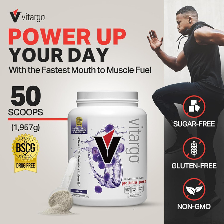 Vitargo Carbohydrate Powder | Feed Muscle Glycogen 2X Faster | 4.4 LB Grape Pre Workout & Post Workout Recovery Powder | Carb Supplement for Recovery