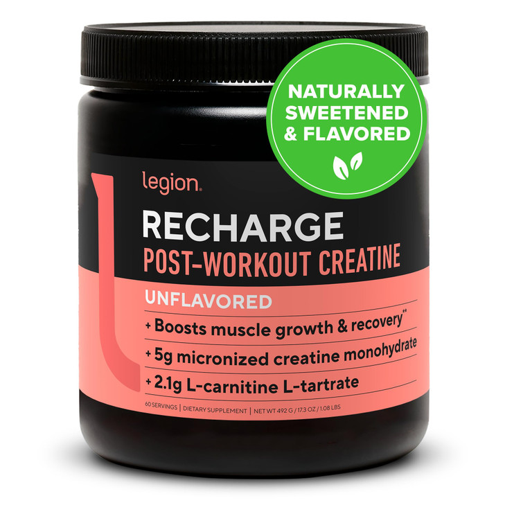 LEGION Recharge Post Workout Supplement - All Natural Muscle Builder & Recovery Drink with Micronized Creatine Monohydrate Naturally Sweetened & Flav