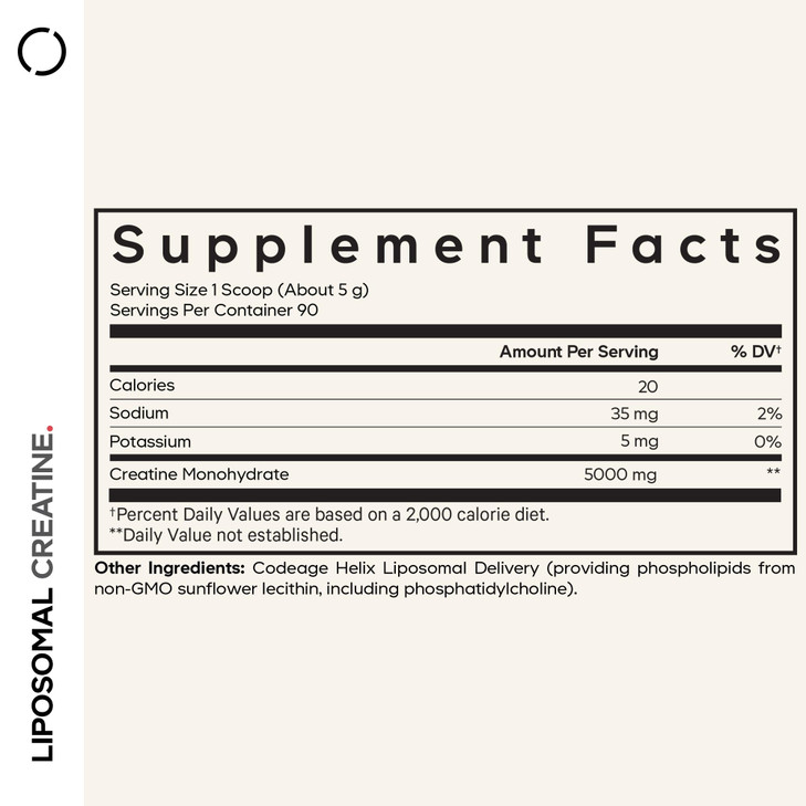 Codeage Liposomal Creatine Powder Supplement - 3-Month Supply - 5000mg Creatine Monohydrate Pre Workout & Post Workouts - Unflavored Creatine, Pure C