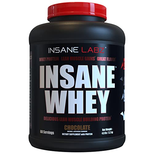 Insane Labz Insane Whey,100% Muscle Building Whey Protein, Post Workout, BCAA Amino Profile, Mass Gainer, Meal Replacement, 5lbs, 60 Srvgs, (Chocolat