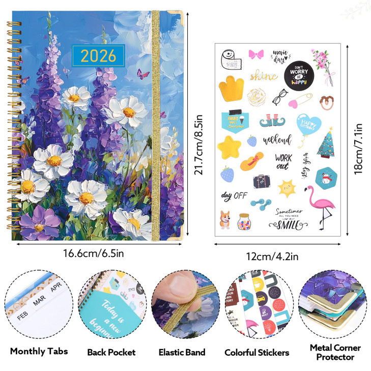 2026 Planner, Weekly and Monthly Planner, January 2026 - December 2026, Calendar Planner A5 (6.5" x 8.5") with Tabs, Inner Pocket for Home School Off