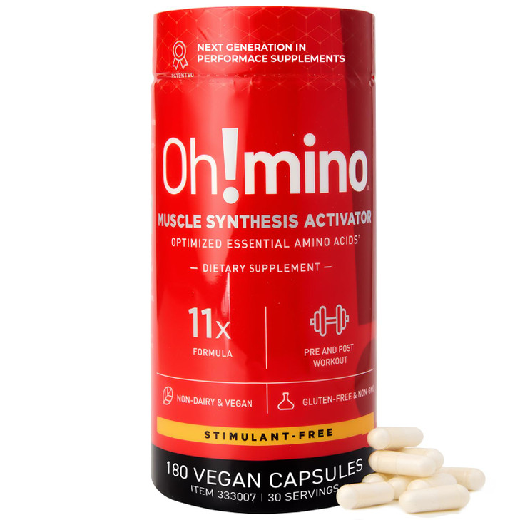 Oh!mino Essential Amino Acids Supplement, Stimulant-Free Capsules, All 9 EAAs, BCAAs, The Perfect Amino for Workouts, Amino Energy, and to Build Musc