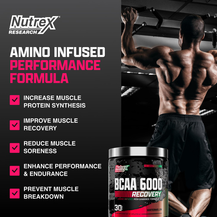 Nutrex Research - BCAA Powder 6000 Amino Acid - 6 Grams of BCAAs Amino Acids Supplement for Post Workout Recovery & Muscle Growth - Amino Energy Work