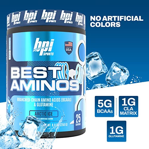 BPI Sports Best Aminos - BCAA Powder Post Workout & Glutamine Recovery Drink with Branched Chain Amino Acids for Hydration & Recovery, for Men & Wome