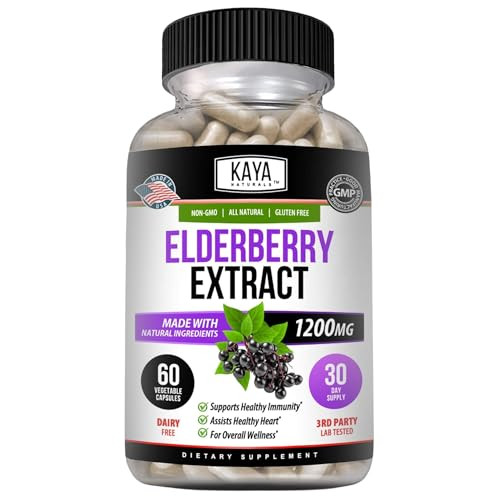 Kaya Naturals Elderberry Immune Support - Elderberry with Zinc and Vitamin C for Adults Vitamins, Probiotics & Turmeric 1200mg Immune System Booster
