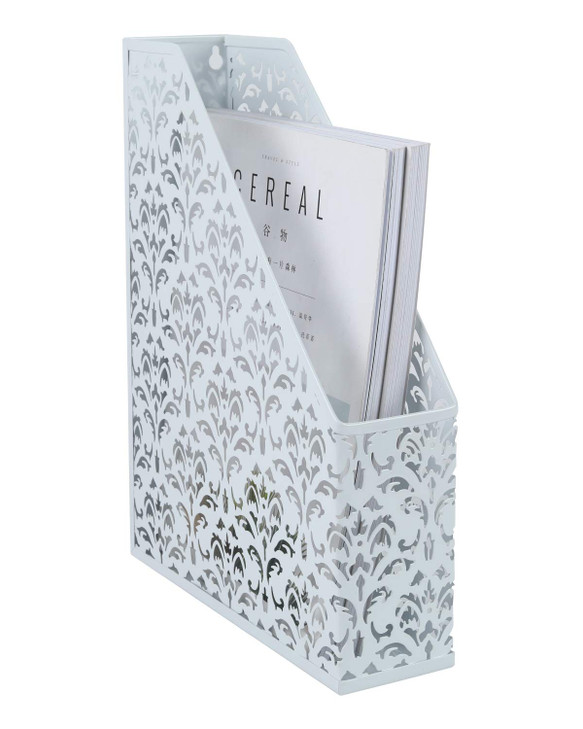 EasyPAG Heavy Duty Magazine File Holder Rack Paper Book Storage Office Desk Organizer, White
