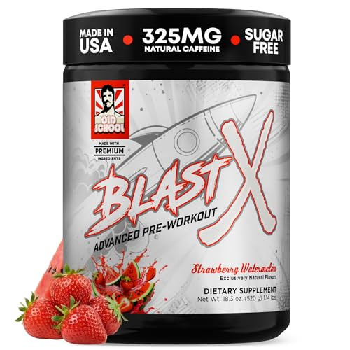 Old School Labs | Blast X Advanced Pre Workout Powder, Intense Energy Booster Preworkout for Men & Women- Strawberry Watermelon, 20 Servings