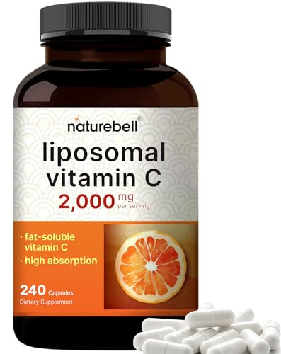 NatureBell Liposomal Vitamin C 2,000mg Per Serving, 240 Capsules | High Absorption Fat-Soluble Vitamins  Max Strength Antioxidant* Supplement  Non-