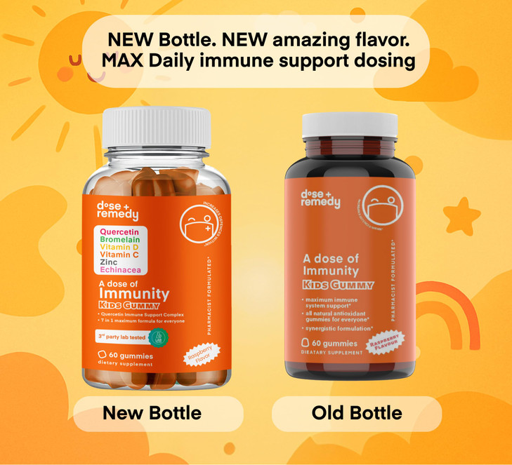 A Dose of Immunity Kids Quercetin with Vitamin C, Zinc, Vitamin D, 100mg Quercetin Bromelain, Echinacea, 60 Gummy Count (Pack of 1)